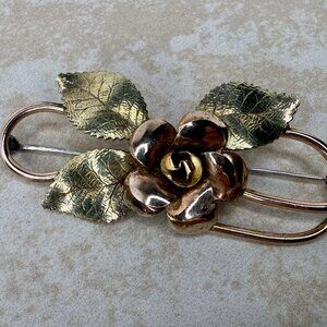 Vintage Krementz Diana Yellow & Rose Gold Plated Floral Pin/Brooch